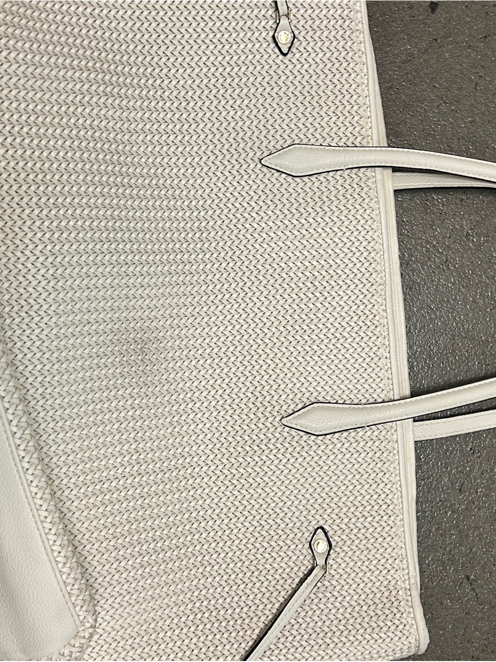 Woven Cream Tote Bag with Double Handles - Picture 5 of 5